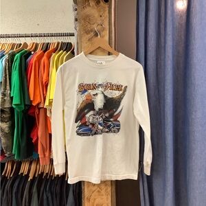 Vintage Eagle Born To Be Free White Graphic Crewneck
